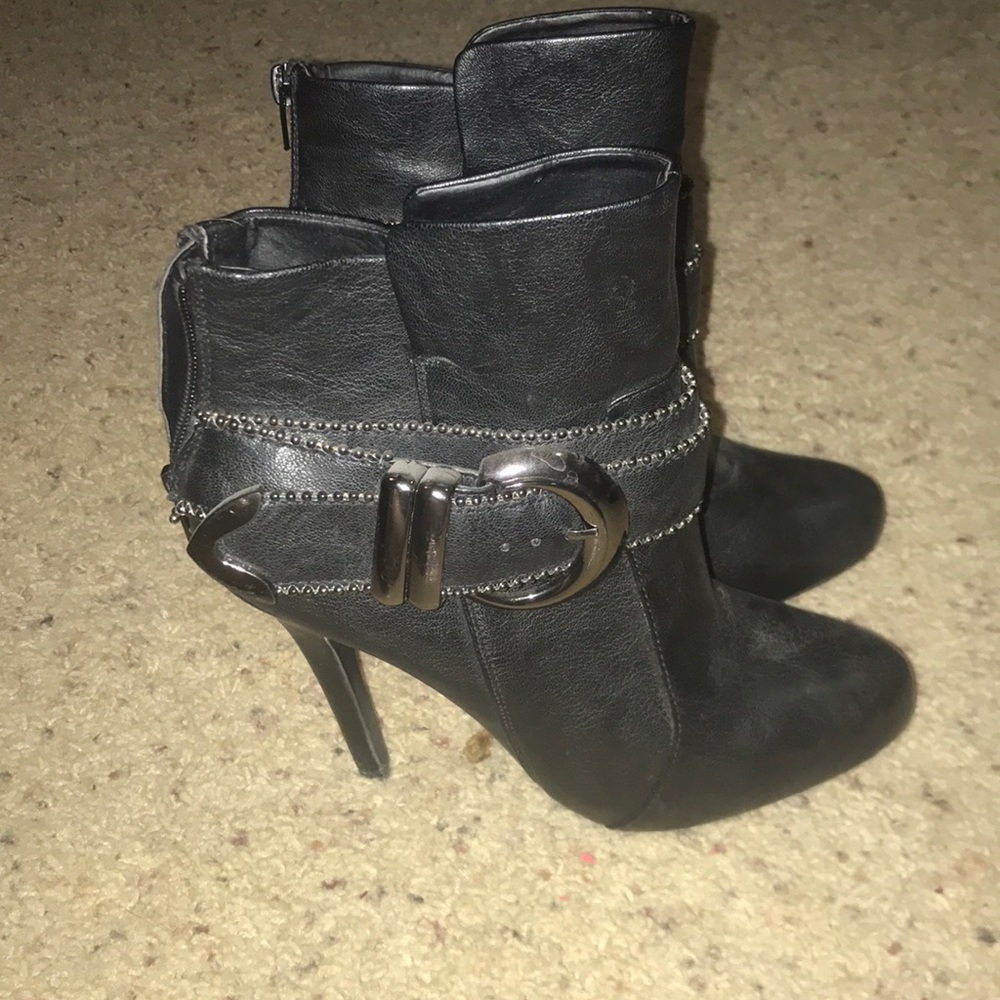 Black Buckle Heeled Boots